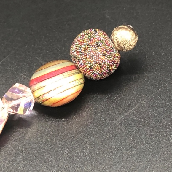 Blush Pink & Black Swirl Handmade Keychain | Single Strand Beaded Bag Charm - Picture 9 of 16